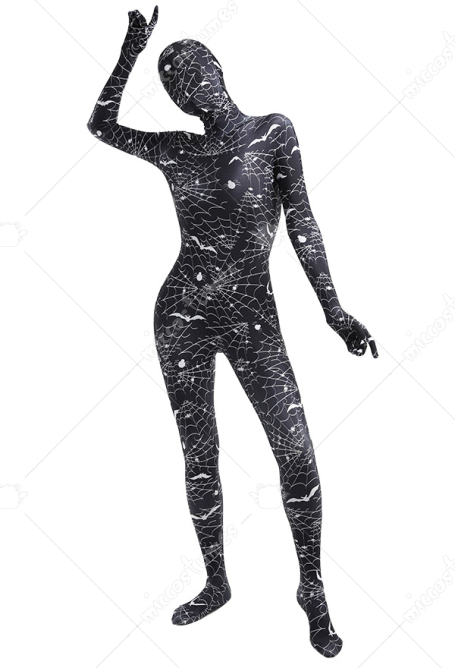 女性 ハロウィン スパイダー コスプレ 衣装 ウェブパターン プリント ボディスーツ