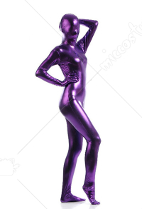 ハロウィーン コスプレ 衣装 子供 光沢 ボディスーツ ジャンプスーツ 紫色