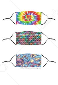 大人 ハロウィーン マスク 3枚 多色の虹柄 洗える 再利用可能 フィルターポケットと6枚の交換可能なフィルター