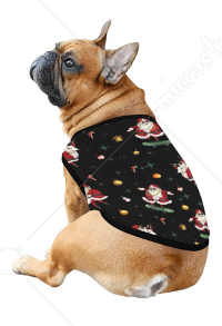 ペットTシャツクリスマス歌うサンタクロースパターンプリント猫犬子犬ベストアパレルノースリーブペットコスチューム